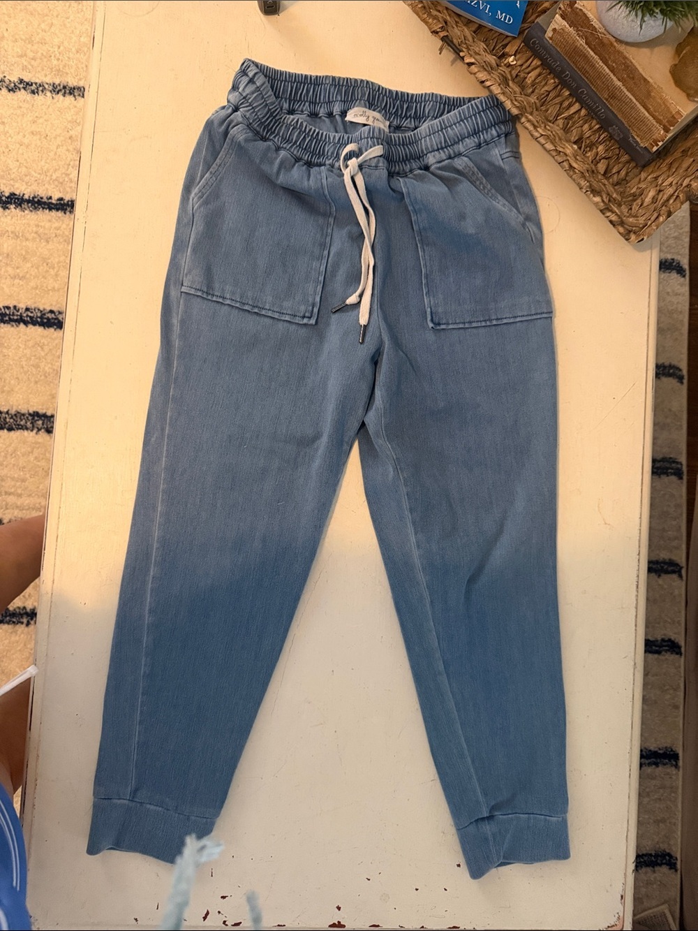NWOT Molly Green pull on Drawstring algodon Joggers/jeans  Boutique sz S crop